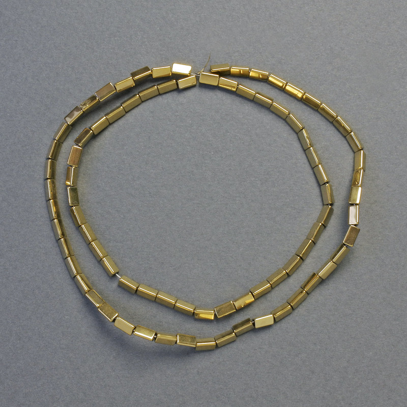 Gold-Colored Triangular Hematite Beads, 5x2 mm, 42 cm Strand