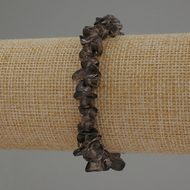 Rauchtopaz Chip Bracelet on Elastic Cord, diameter 7-10x2-4 mm, length 18 cm