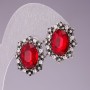 Сережки 2, 2х1, 7см сніжинка овал стрази кристал червоний